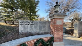 brick and concrete entrance to the University of Northern Iowa.