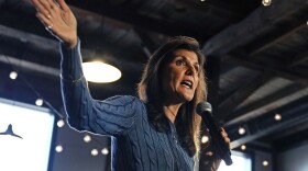 Republican presidential candidate former U.N. Ambassador Nikki Haley addresses a gathering during a campaign stop at a brewery, Nov. 29 in Meredith, N.H.