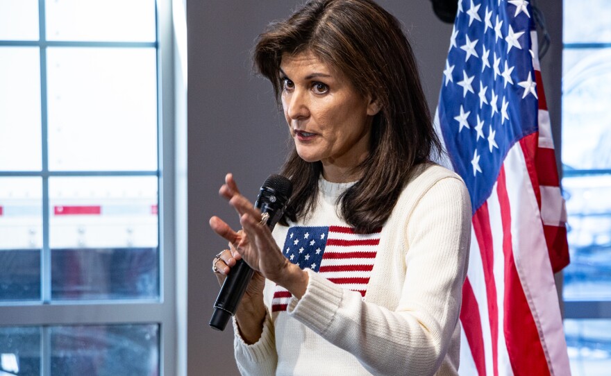 Ambassador Nikki Haley is a Republican presidential candidate campaigning before the Iowa caucuses in Nevada, Iowa. 12/18/2023 Photo by John Pemblre