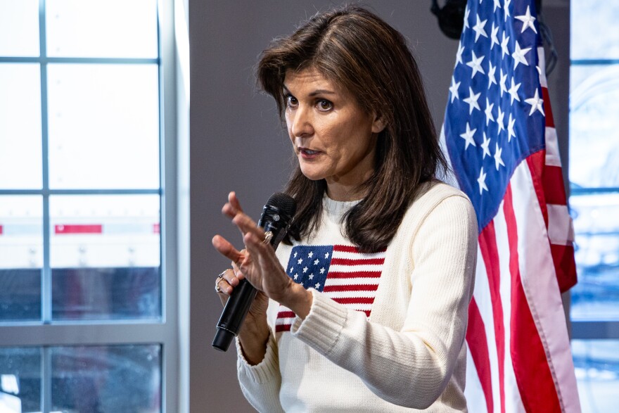 Ambassador Nikki Haley is a Republican presidential candidate campaigning before the Iowa caucuses in Nevada, Iowa. 12/18/2023 Photo by John Pemblre