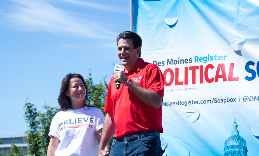 Ryan Binkley speaks Saturday at the Iowa State Fair.