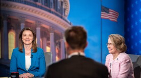 1st Congressional district candidates, State Rep. Christina Bohannan, left, and U.S. Rep. Mariannette Miller-Meeks take part in a debate at Iowa PBS in Johnston, Monday, Sept. 26, 2022.