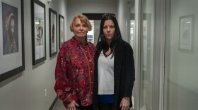 Des Moines attorney Roxanne Conlin (left), with her client, Sarah Dudley. Conlin took on a medical malpractice case filed by Sarah and her husband, Joe, after a physician’s assistant at an urgent care clinic misdiagnosed Joe with the flu when he had bacterial meningitis. The infection caused permanent brain damage. A jury awarded the Dudleys $27 million in non-economic damages last year.