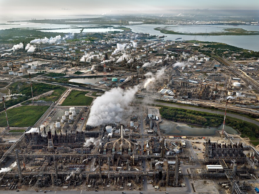 A 3,400-acre Exxon Petrochemical plant in Baytown, Texas, produces materials for tires, car bumpers and over 500,000 barrels of crude oil per day, according to <a href=baytown-area-operations-overview__the.html company</a>.