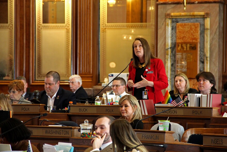 Rep. Molly Buck, D-Ankeny, argued against the House plan for AEAs during floor debate Thursday. “I don’t think it’s the right thing to do. Thousands of Iowans don’t think it’s the right thing to do,” she said.