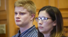 Jeremy Goodale listens to the victim impact statement of Tom Graber, a brother-in-law to Nohema Graber, during his sentence hearing at the Jefferson County Courthouse in Fairfield, Iowa, on Wednesday, November 15, 2023.