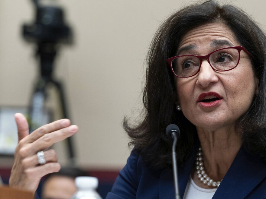 Columbia University president Nemat Shafik testified before a House committee Wednesday. On Thursday she urged NYPD officials to break up a pro-Palestinian protest on the campus in New York City.