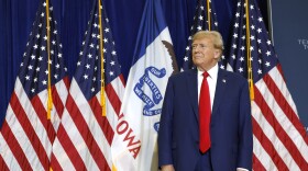 Republican presidential candidate, former U.S. President Donald Trump walks onstage at a campaign rally before giving remarks on Jan. 5, 2024 in Mason City, Iowa.