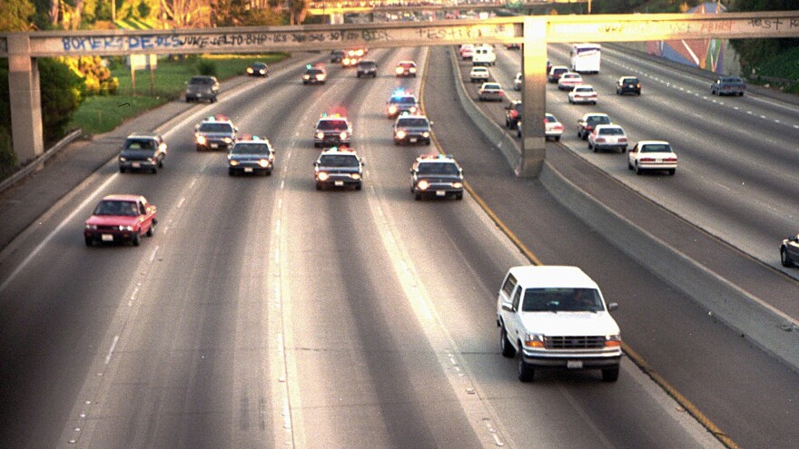 On June 17, 1994, Los Angeles police "chased" a white Ford Bronco carrying O.J. Simpson and driven at low speed by Al Cowlings on a freeway in Los Angeles.