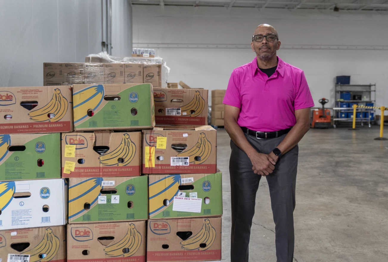 Operation Food Search CEO Carlton Adams in the organization’s distribution center in St. Louis. Adams organization distributes food to food banks and pantries in 27 counties across eastern Missouri and southern Illinois and says the sensors to detect salmonella would be a game changer.