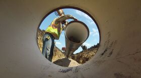 View from inside a 24-inch water pipe used to connect Minnesota to the Lewis and Clark Rural Water System