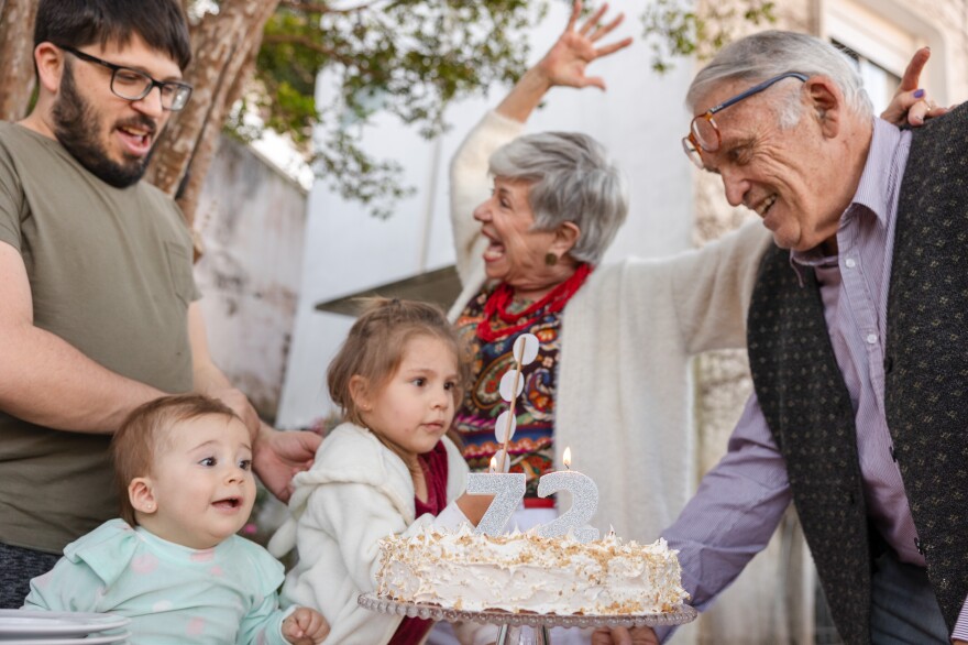 Beatriz Amado celebrates turning 72 with her family in Sao Paulo. "I want to live much longer," she says.