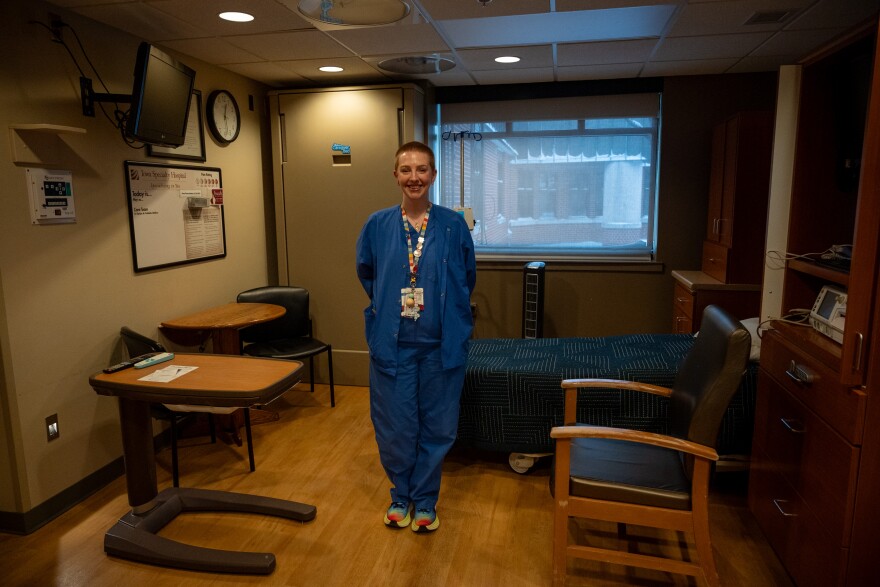 Kaitlin Faye, an RN at Iowa Specialty Hospital, said she disliked her first birthing experience at the hospital, so she decided to work at lowa Specialty to raise awareness of patient experience.