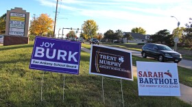 Political signs for the Republican candidates in the non-partisan Ankeny school board race are often seen side by side.