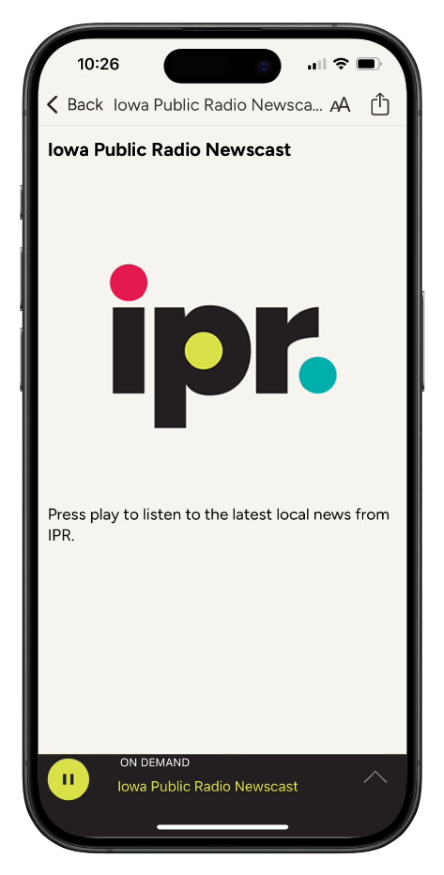 Listen to the latest local news from Iowa Public Radio in the IPR app.