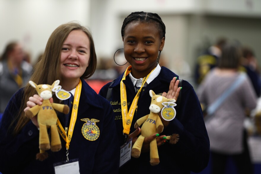 Two members at the National FFA Convention & Expo in 2022 in Indianapolis. FFA hit the one million member mark last year for the first time.