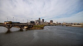 The Des Moines and Raccoon Rivers converge in downtown Des Moines.