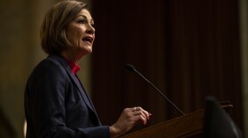 Governor Kim Reynolds gives the condition of the state address to members of the Iowa Legislature inside the House Chamber, on Tuesday evening, Jan. 11, 2022, at the State Capitol, in Des Moines.