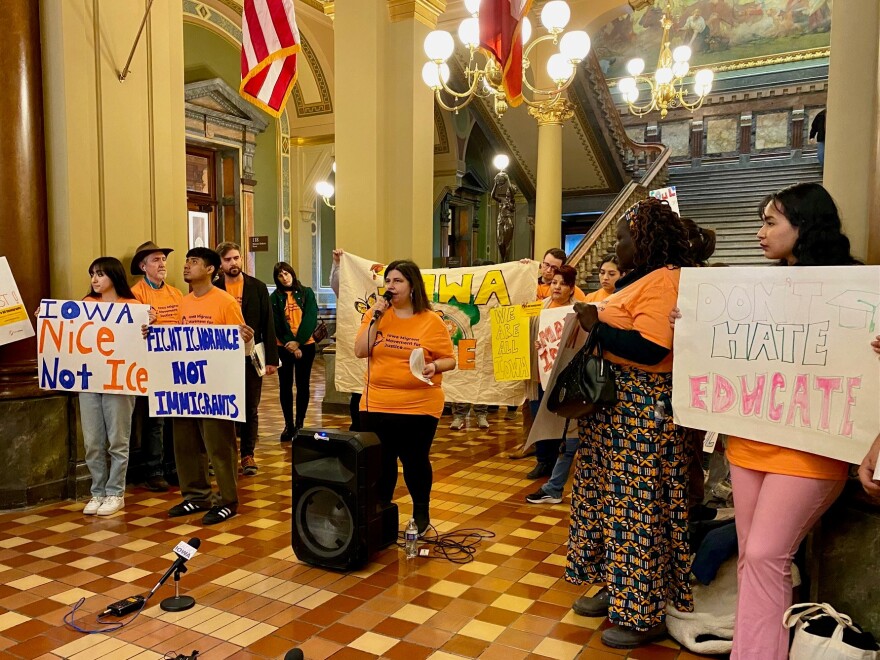 migrant rights advocates rally at the state capitol