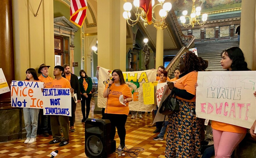 migrant rights advocates rally at the state capitol