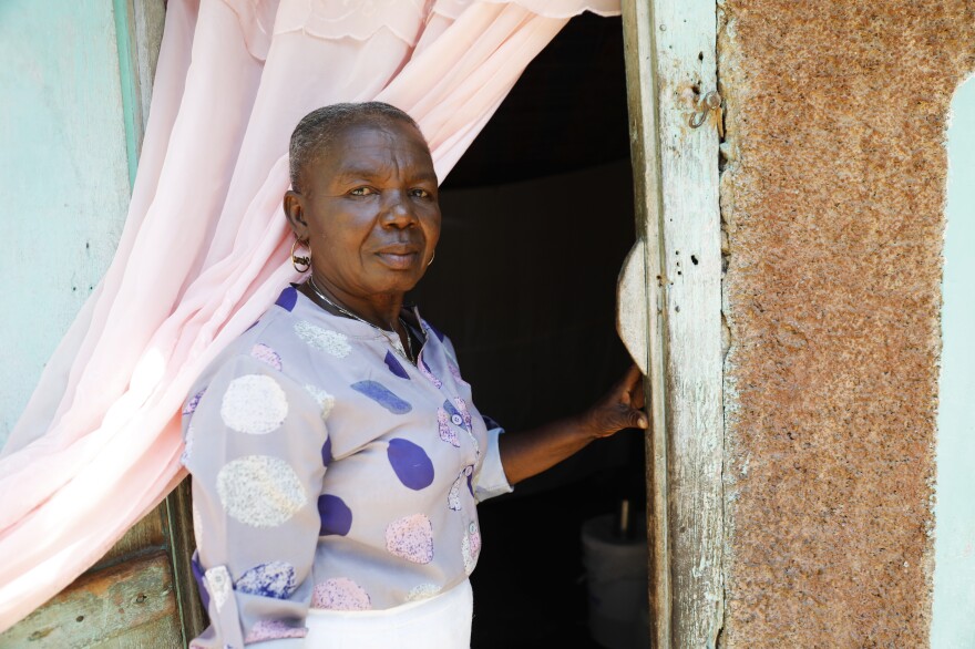 Moncher Metina outside her house in Limonade, Haiti, on March 17, 2024.