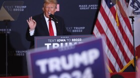 Republican presidential candidate, former President Donald Trump speaks during a campaign event at the Hyatt Hotel on Dec. 13, 2023 in Coralville, Iowa.